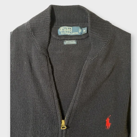 GUC Polo Ralph Lauren Men's Navy Zip-Up Sweater - Picture 3 of 5